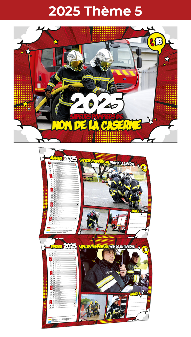 Nos nouveaux thèmes 2025 AGB Calendriers pompiers personnalisablesCalendriers Pompiers