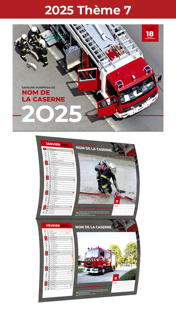 Nos nouveaux thèmes 2025 AGB Calendriers pompiers personnalisablesCalendriers Pompiers